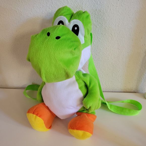 Green Yoshi Plush Backpack Adjustable Straps Zipper Pocket 16" Cosplay Comic Con - Picture 1 of 16